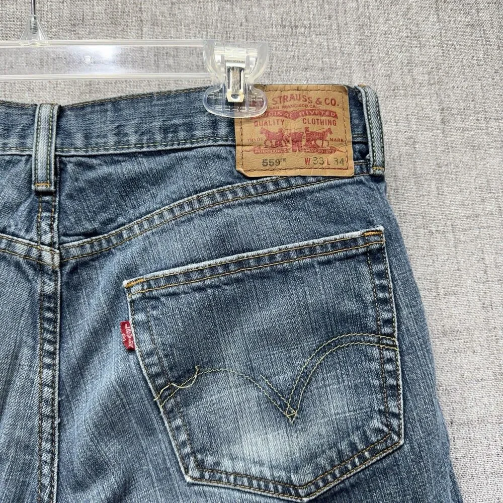 Levis 559 Jeans Men's 33x34 Relaxed Fit Straight Leg - Picture 12 of 14